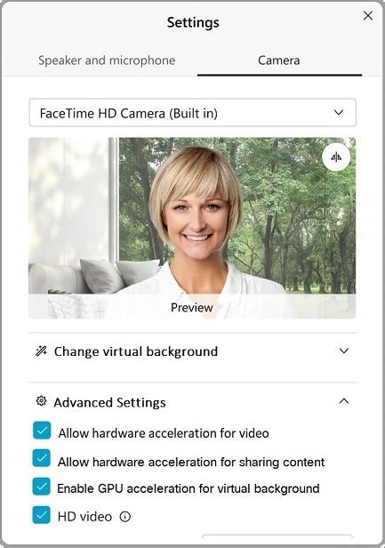 Select advanced video settings for Webex Meetings.
